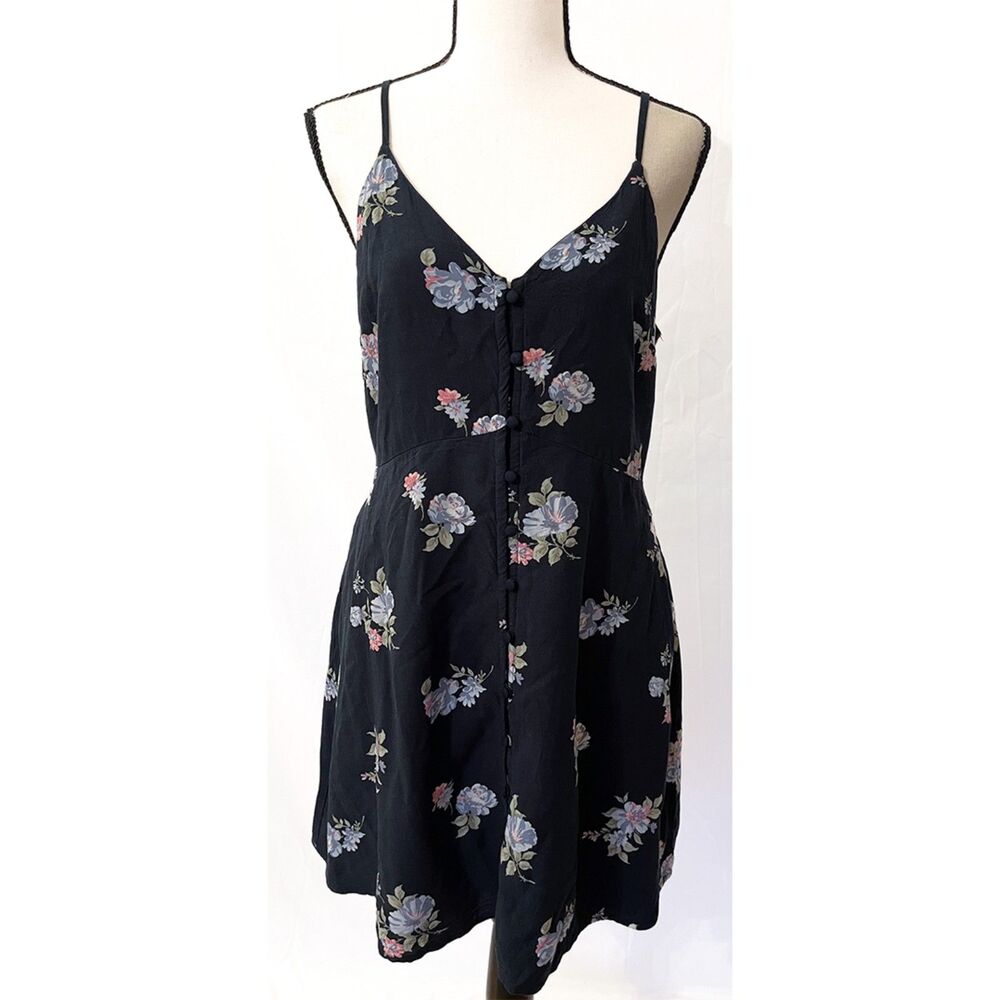 Abercrombie & Fitch Sundress | Navy Floral Strappy Tie Waist Mini Dress